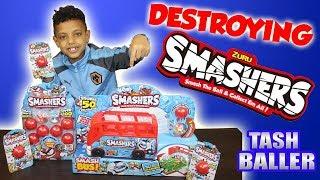 DESTROYING SMASHER'S TOYS!! UNBOXING THE SMASHERS BUS!! TASH BALLER!!