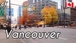   [4K]  Downtown Vancouver Walking Tour in The Afternoon & Evening, BC, Canada,  Nov  2024