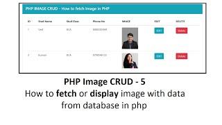 PHP Image CRUD-5: How to fetch or display image with data from database in php