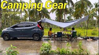 First Time mag Camping inulan Agad | Camping Gear Unboxing Tent, Folding Chair & Table and Tripod