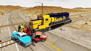 Cars VS TRAIN Railway Big Crashes  #1 - BeamNg Drive