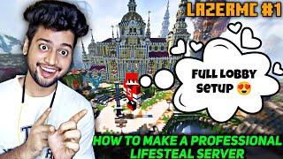 How To Make a Professional LifeSteal Server | How To Make Lobby in Minecraft Server | LazerMC #1