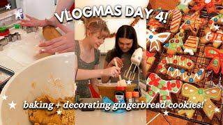 VLOGMAS DAY 4!   baking + decorating gingerbread cookies!!