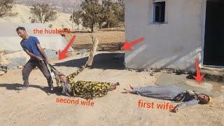 The husband's protection of the first wife against the attack of the wild second wife