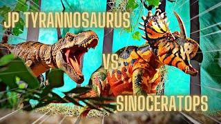 JP Tyrannosaurus Vs Sinoceratops - Stop Motion With Dinosaurs