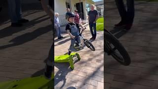 Balance bike whips for the neighbors  #kidsonbikes #balancebike #bikejump #kidsbike