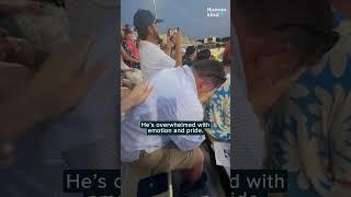 Stepdad bursts into tears at daughter's graduation surprise