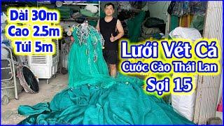 Lưới Vét Cá Dài 30m Sợi 15 Cước Cào Thái Lan Kéo Cá Thịt To - Quét Ao Sông Độ Bền 20 Năm 0987782098