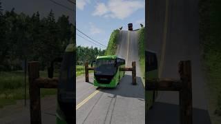 City Buses & Dumper Truck vs Log Trap   BeamNG Drive #shorts #beamngdrive #bus