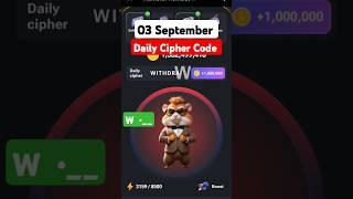 #03 September Cipher Code Hamster Kombat Today daily reward Delhi cyber code Daily Combo #shorts