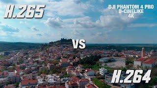 DJI PHANTOM 4 PRO - H.265 VS H.264 - D-Cinelike comparison