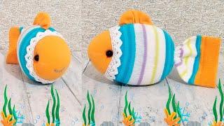 Прелестная рыбка из носка. Легко и быстро  Lovely fish out of sock. Quick and easy