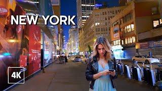 Late Evening in Manhattan - NEW YORK Night Walk - Walking Tour 4k