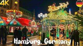 Hamburg, Germany, Christmas market walking tour 4K