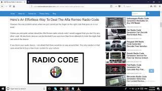 Alfa Romeo Radio Code Generator For Locked Car Devices