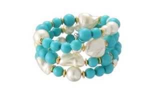 Kenneth Jay Lane Gold Tone Beads Coil Bracelet  SKU:8572331