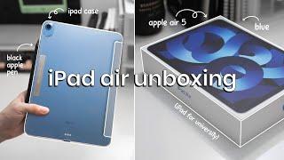   iPad Air 5 (blue) 2022 unboxing + accessories | ASMR & paperlike screen