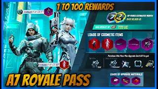 A7 ROYAL PASS IS HERE - 1 TO 100 REWARDS AND RP 50 UPGRADE GUN FIRST LOOK ( BGMI )