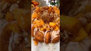 Peach Cobbler Pound Cake on deck! Recipe at Grandbaby-Cakes.com. #poundcake #cake #peachcobbler