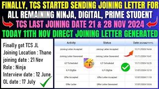 TCS PENDING NINJA, DIGITAL, PRIME JOINING LETTER OUT | DOJ ON 21 & 28 NOV | TCS NEW JOINING CRITERIA