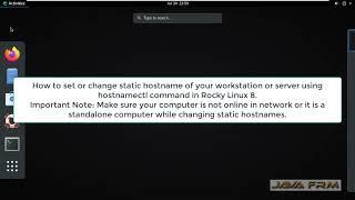 How to set or change static hostname using hostnamectl command in Rocky Linux 8