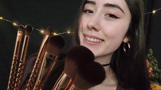 ASMR | Brushing Your Face with Different Brushes  (Gentle Brushing Sounds)