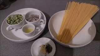 Linguine with prawns and broad beans recipe.