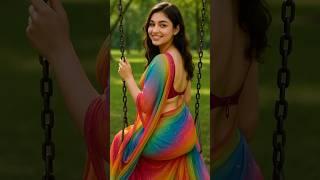Stunning India Model new look in Rainbow Saree #ai #saree #shorts #beauty #desilook
