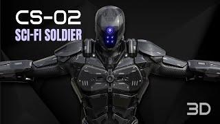 CS-02 High Tech Combat Suit - 3D rigged sci-fi character model