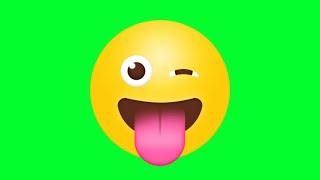 Stuck Out Tongue Winking Eye Emoji Green Screen || Green Screen Emoji Effect