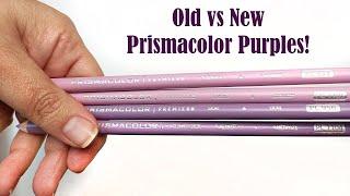 Prismacolor Purples: Old Lavender & Lilac vs New Orchid & Amethyst.