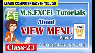 #ABOUT VIEW MENU - PART 2, (ZOOM AND WINDOW) #MS EXCEL, #LEARNCOMPUTEREASYINTELUGU