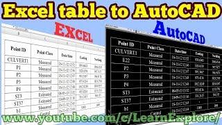 How to insert excel table in to AutoCAD //Data Link//Excel//AutoCAD