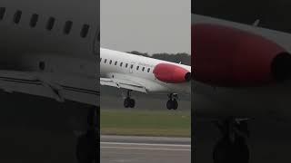 CLOSE-UP ERJ-145 Landing at Norwich Airport