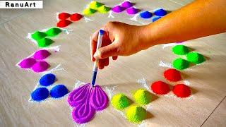 Easy & Beautiful Festival Rangoli Design 2025 | Trending Diwali Kolam Ideas for Home DecorRanuArt