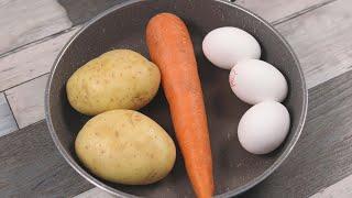 Easy recipe for potatoes, eggs and carrots, fast and cheap!!