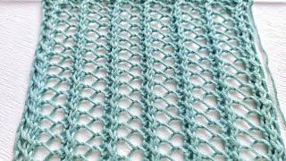 We repeat knitting in just 1 row  Double-sided mesh knitiing pattern