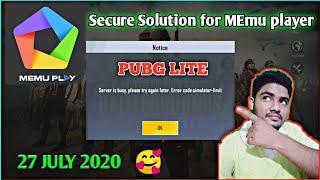 [MEmu Player solution] PUBG LITE - server busy, please try again later error code:- simulator limit.