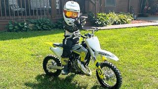 First ride on Husky TC50 #5yearsold #50cc #husquvarna big jump from the PW50