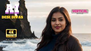 4K AI Desi Divas Lookbook Ep - 150 | Reynisfjara - Iceland | AI Fashion Unveiled | AI Lookbook