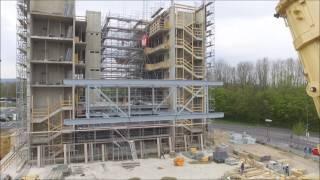 BV Aachen, Forckenbeckstraße Stahlbrücke Installation Drohnenflug