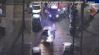 LAPD units chase armed gang members through South Los Angeles