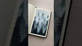 Misty forest painting #painting #paintingprocess #art #gouache