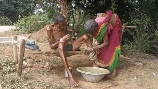 100 years old grandma & grandpa cooking LIVER curry and eating together | typical life of old people