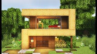 Minecraft |  How to build a Small Survival Wooden Modern House | Tutorial