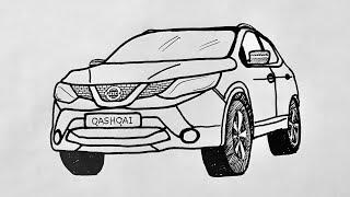 How to Draw a Nissan Qashqai - Car Drawing Easy - Araba Çizimi