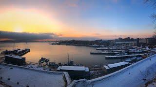 Oslo walk - Akershus fortress in winter , Norway , FPV