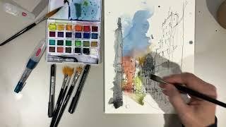 Trying out the New Derwent Watercolour Paint Pan Set.