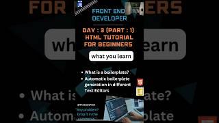 Html for beginners : #boilerplate #day3 part1  || #html5 #htmltutorial #coding #shorts