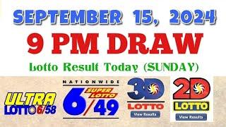 Lotto Result Today 9pm draw September 15, 2024 6/58 6/49 Swertres Ez2 PCSO